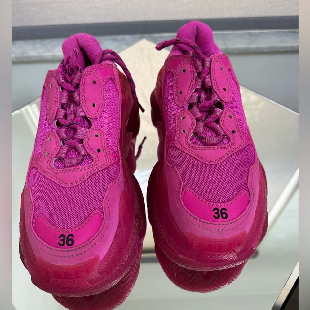 Balenciaga Triple S Clear Sneakers Fuchsia Pink Women's, size 36